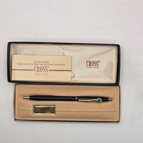 Vintage 1980s Cross Classic Century Black Ballpoint Pen w/ Box & Papers Works - Picture 3 of 7